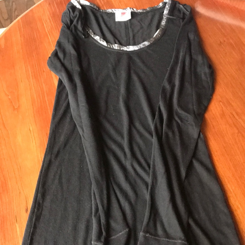 Free People Skinny and long metallic neck tee